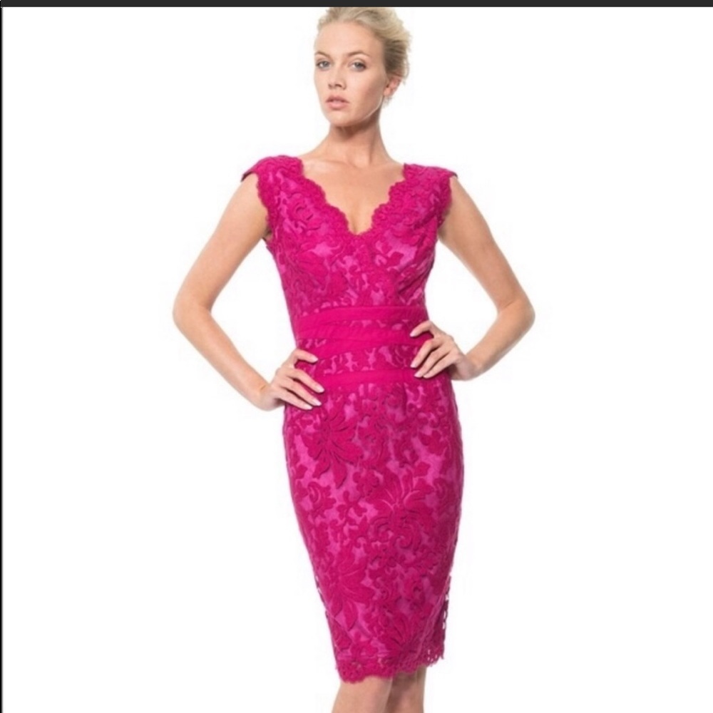 Tadashi Shoji Magenta Lace Sheath Dress Size 12